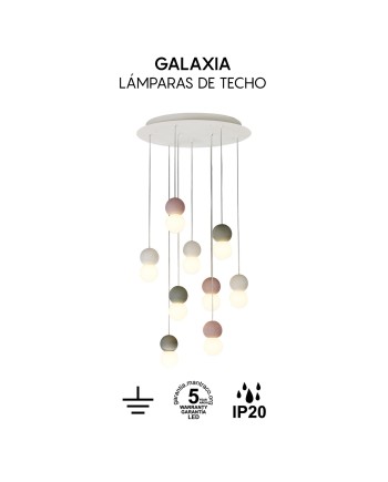 GALAXIA * LÁMPARA CON 9 COLGANTES REDONDOS VARIADO